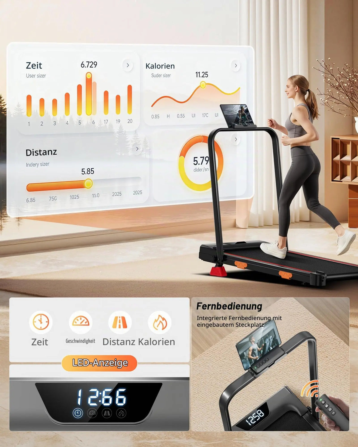 Sinaopus Tapis Roulant 3-in-1 Sotto Scrivania | Inclinazione 15%. TK