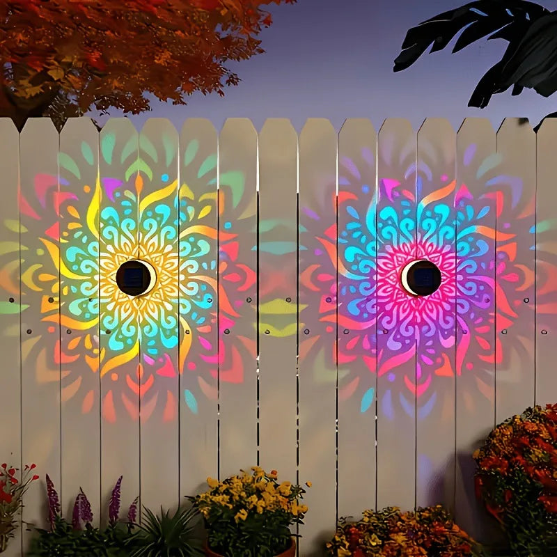 Lampada Solare da Parete LED Mandala per Esterni – Impermeabile, Luce Decorativa per Giardino, Recinzione, Terrazzo e Cortile