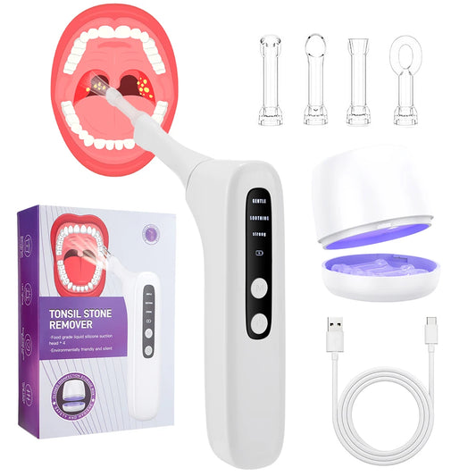 Electric Vacuum Tonsil Stone Removal Tool Kit 3-Level Suction