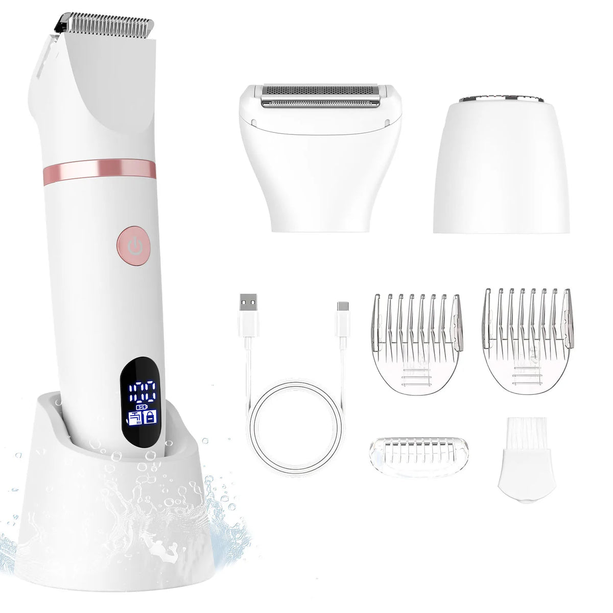 Scttomon Kit Regolabarba e Tagliacapelli 5-in-1 - Rasoio Elettrico con Base. TK