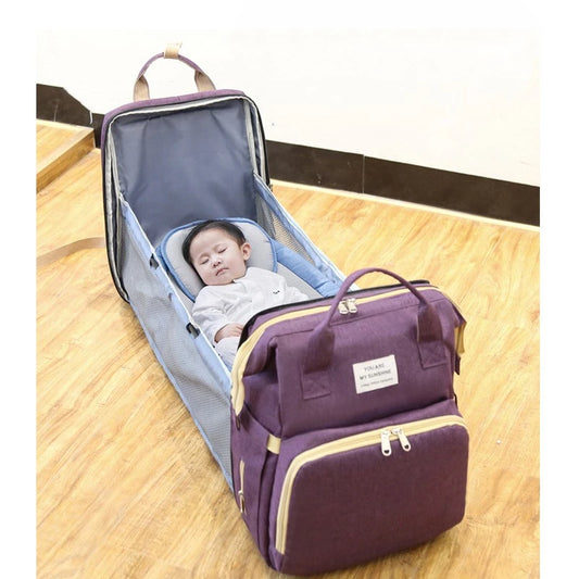 Zaino Mamma Multifunzione con Culla Portatile e Fasciatoio Pieghevole | Borsa Neonato Capiente e Leggera Dual-Use