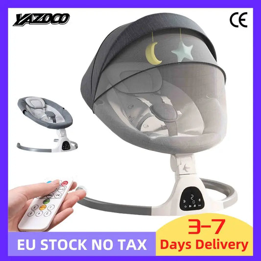Sdraietta Altalena Elettrica Neonato Luxury | Culla Dondolo Automatica con Telecomando e Cintura a 5 Punti | Spedizione Rapida UE