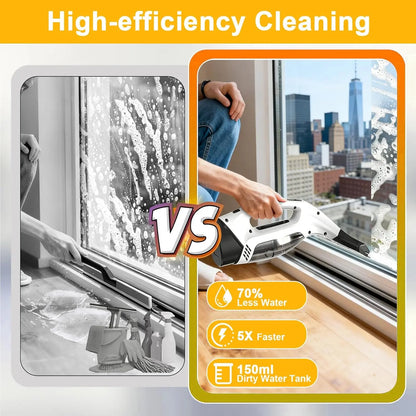 Cordless Window Cleaner Vac – Aspiragocce Elettrico Ricaricabile con Spray, Panno in Microfibra e Tergivetro