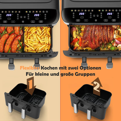 Air Fryer 10 L With Removable Divider, Viewing Window, Digital