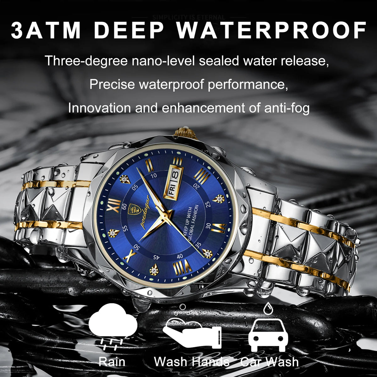 Luxury Men's Watches Waterproof Stainless Steel Luminous