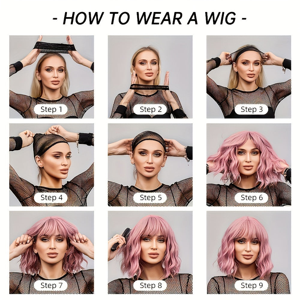 Daily Wig, Black Middle Part Long Straight Hair, Rose Net Cap, European and American Women