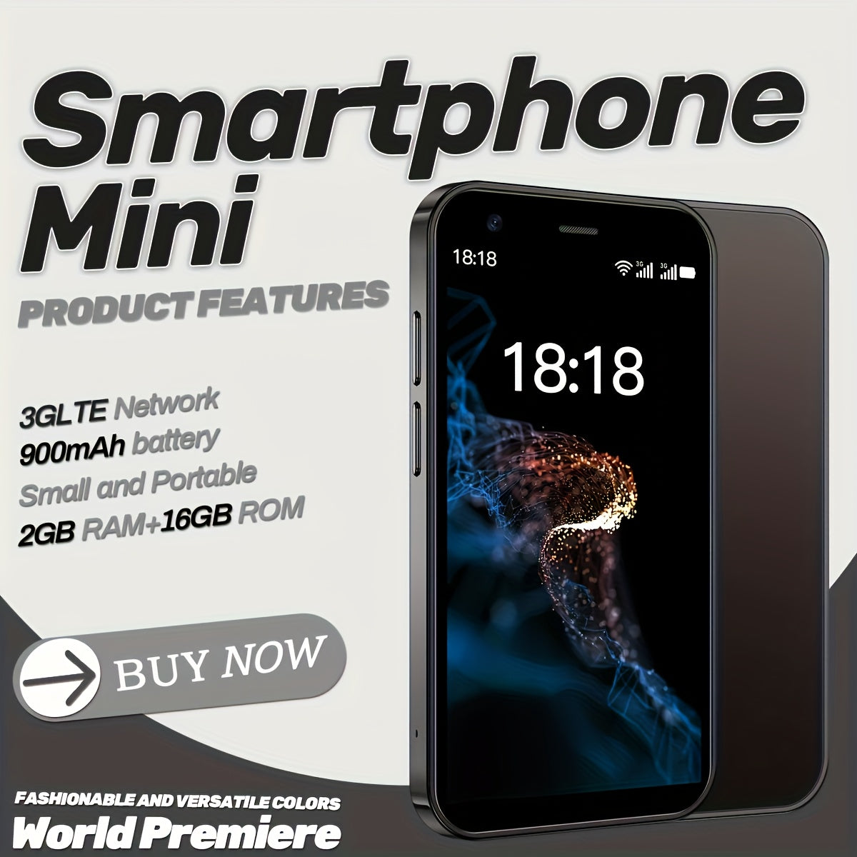 Mini Smartphone, 2GB RAM + 16GB ROM, 128GB, 3G Network, Dual SIM, 3.0-inch HD Display, Compatible with Play Store, WhatsApp, and More