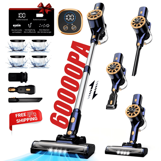 60000PA 350W Cordless Vacuum Cleaner, 1.1L Dust Bin, Adjustable