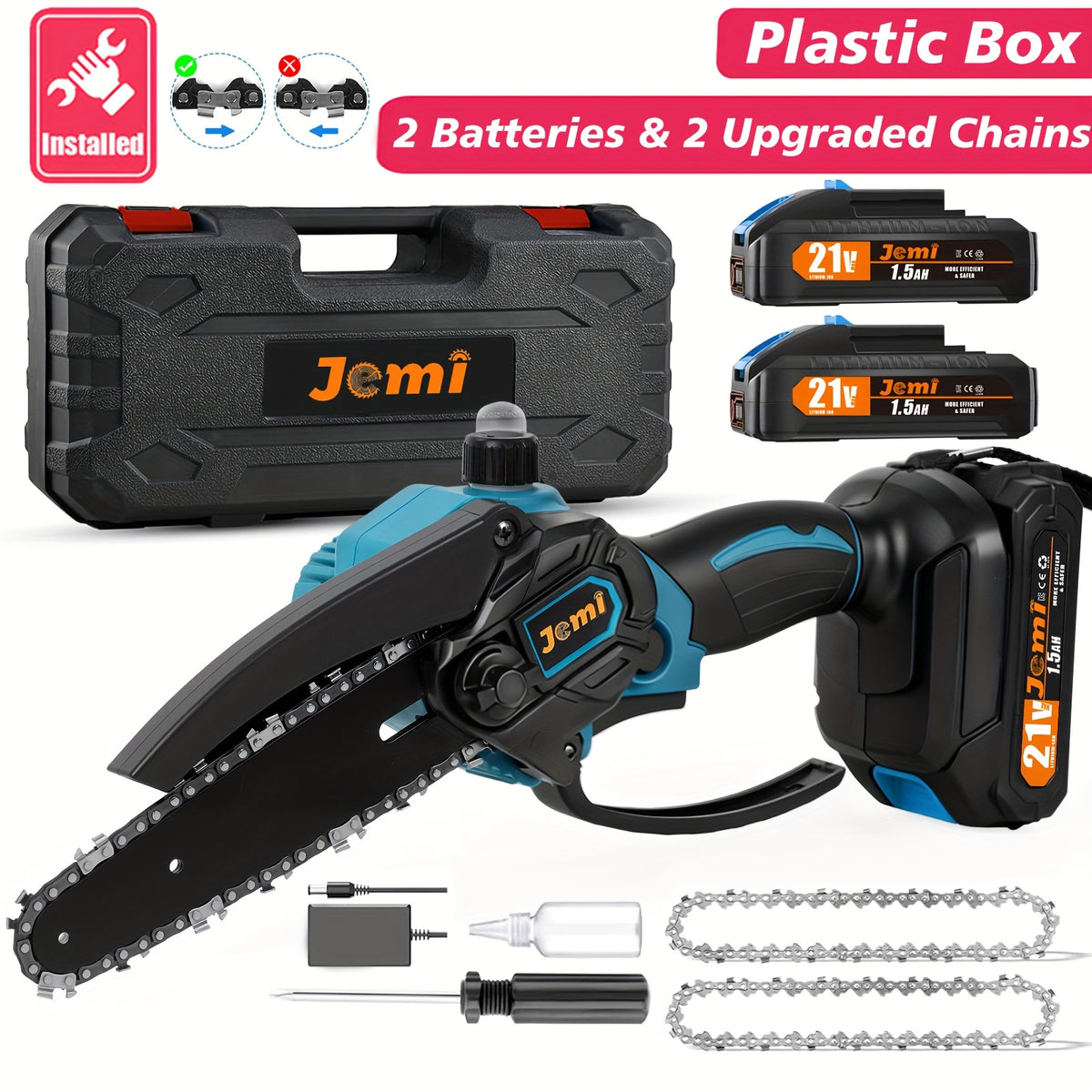 Mini Cordless Chainsaw for Pruning 2x5000 mAh, 6 Inch 880W Wood Cutting