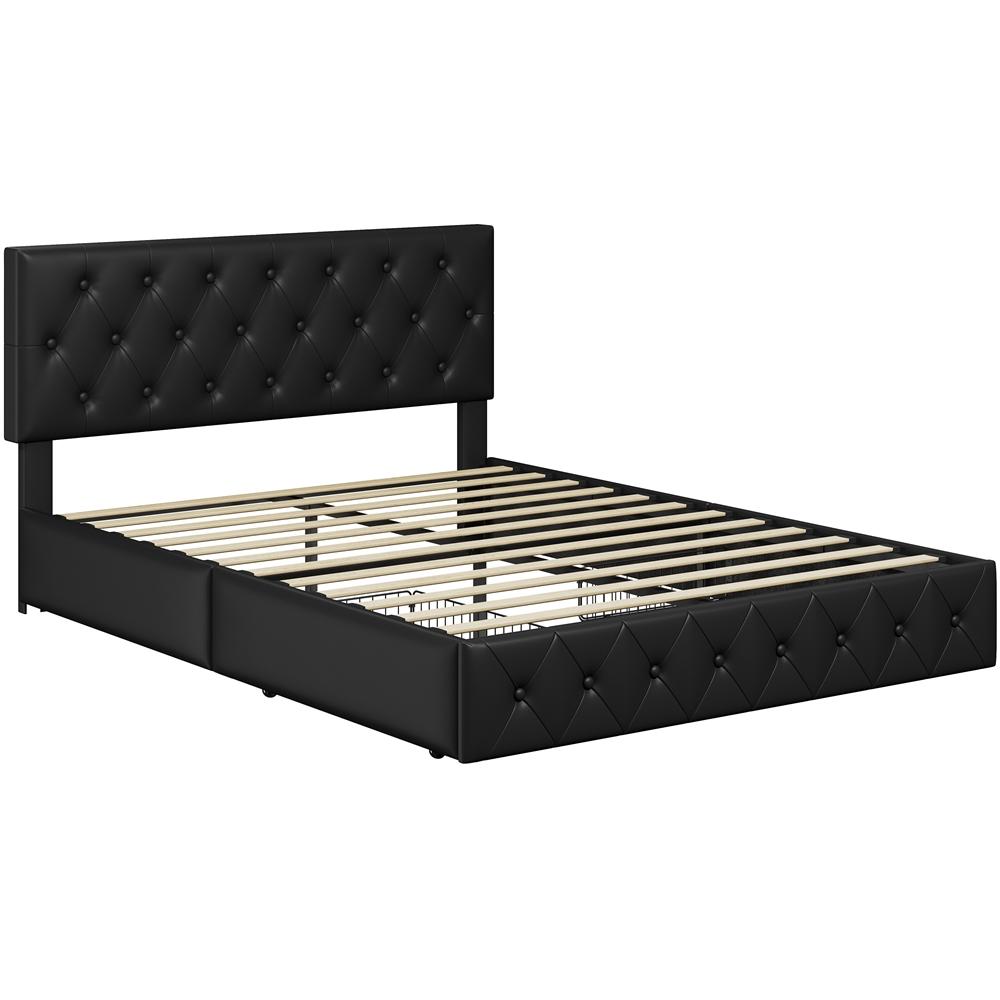 Letto Matrimoniale Imbottito COSTOFFS con Cassetti Contenitore 140x200 / 160x200 – Letto con Testiera Regolabile, Rete a Doghe in Legno, Design Moderno Camera da Letto