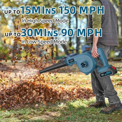 Battery Blower, 300W 12000 rpm for lawn care, leaf removal