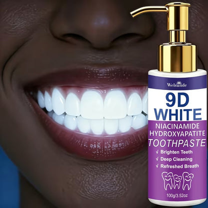 Rivoluziona il tuo sorriso e ottieni denti visibilmente più luminosi con il Dentifricio Viola Sbiancante 9D White. TK