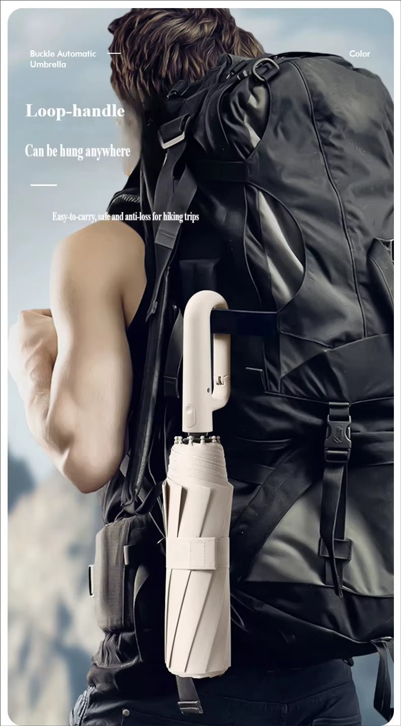 Ombrello Pieghevole Totalmente Automatico - Antivento con Fibbia ad Anello. TK